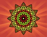 Dibujo Mandala estrella floral pintado por estrellado