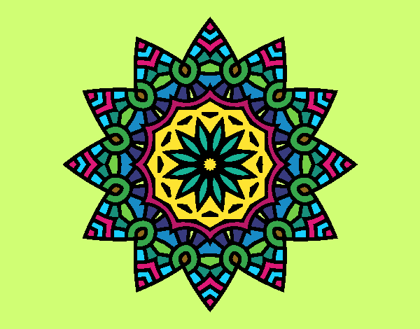 Dibujo Mandala estrella floral pintado por buba