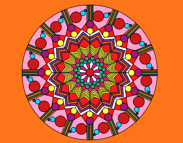 Dibujo Mandala flor con círculos pintado por buba