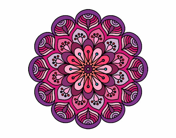 Dibujo Mandala flor y hojas pintado por Linamz2