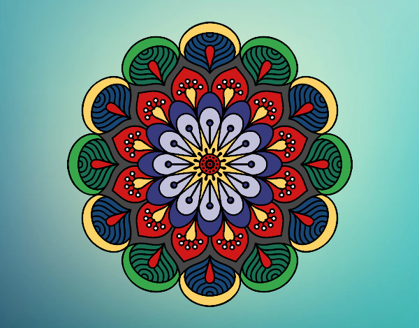 Dibujo Mandala flor y hojas pintado por pierrot43