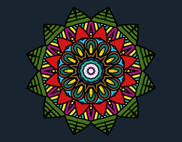 Dibujo Mandala frutal pintado por buba