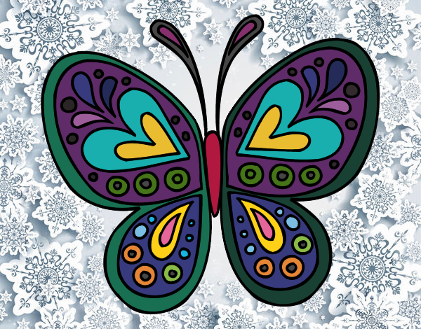 Dibujo Mandala mariposa pintado por leolino