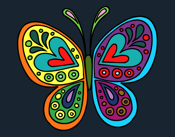 Dibujo Mandala mariposa pintado por buba