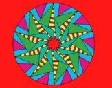 Dibujo Mandala sol triangular pintado por buba