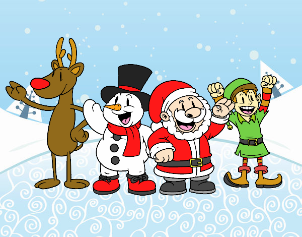 Dibujo Santa Claus y sus amigos pintado por starlimon