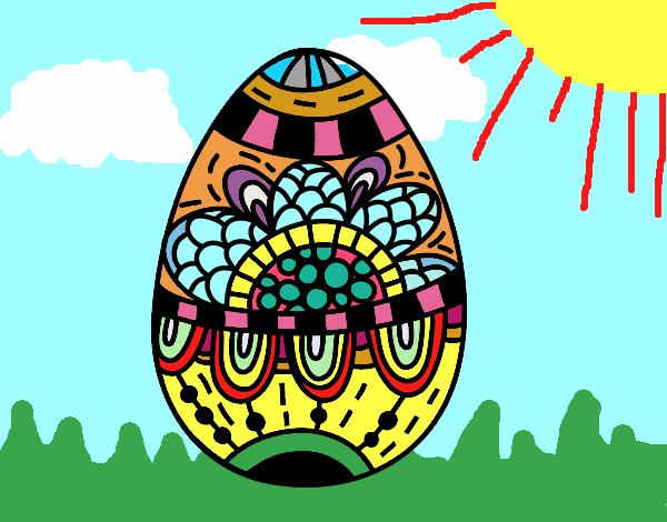 Dibujo Un huevo de Pascua floral pintado por Melisa