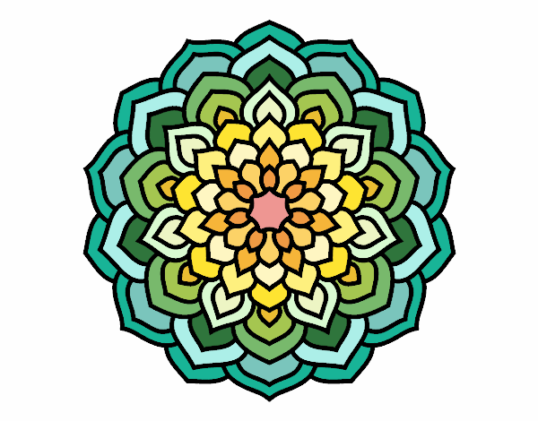 Dibujo Mandala pétalos de flor pintado por Krola