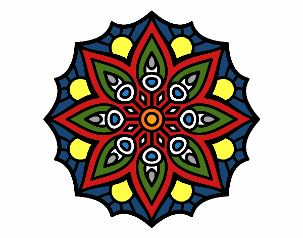 Dibujo Mandala simetría sencilla pintado por neguencho