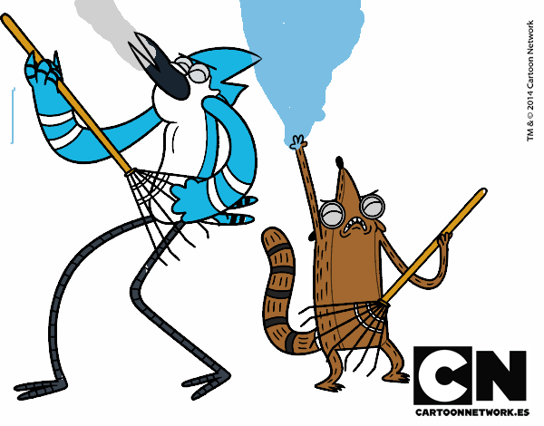 Dibujo Mordecai y Rigby pintado por keilan