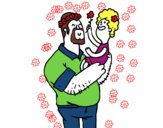 Padre e hija con flores