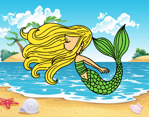 Dibujo Sirena flotando pintado por dominium