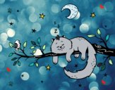 Dibujo El gato y la luna pintado por dannanoami