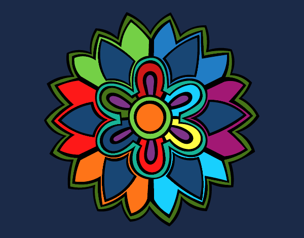 Dibujo Mándala con forma de flor weiss pintado por buba