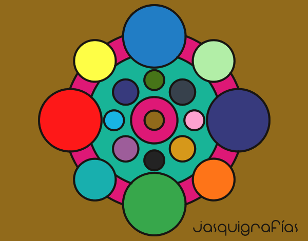 Dibujo Mandala con redondas pintado por buba