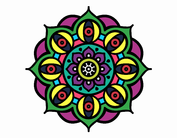 Dibujo Mandala ojos abiertos pintado por monitourn