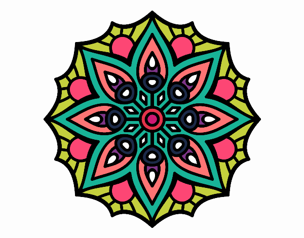 Dibujo Mandala simetría sencilla pintado por monitourn