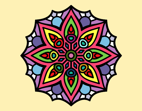 Dibujo Mandala simetría sencilla pintado por woman