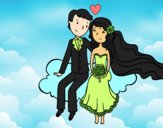 Dibujo Recién casados en una nube pintado por ashily018