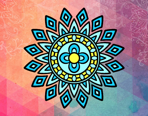 Dibujo Mandala destellos pintado por meibol