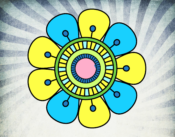 Dibujo Mandala en forma de flor pintado por Hablando