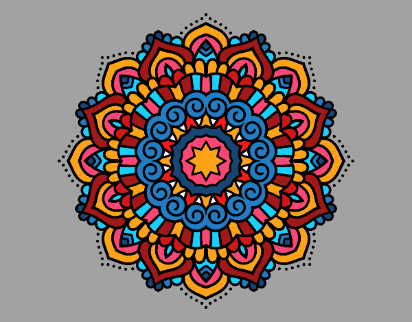 Dibujo Mandala estrella decorada pintado por blanca