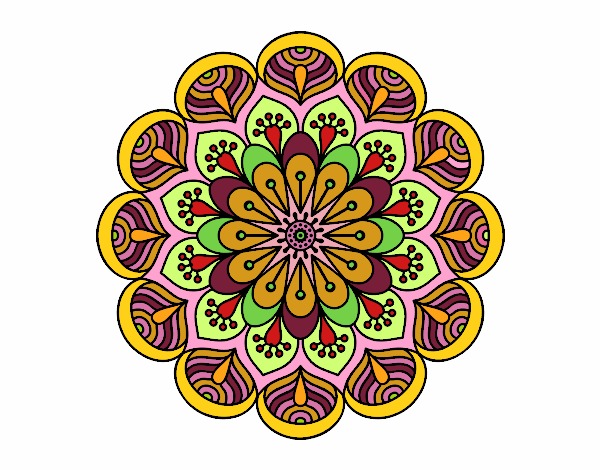 Dibujo Mandala flor y hojas pintado por CLARITAMC