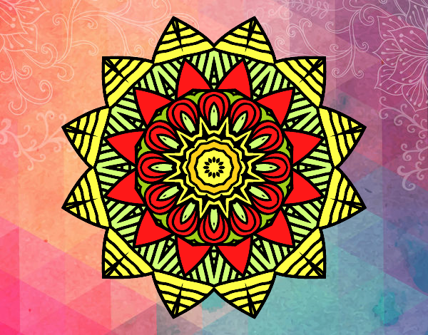 Dibujo Mandala frutal pintado por meibol