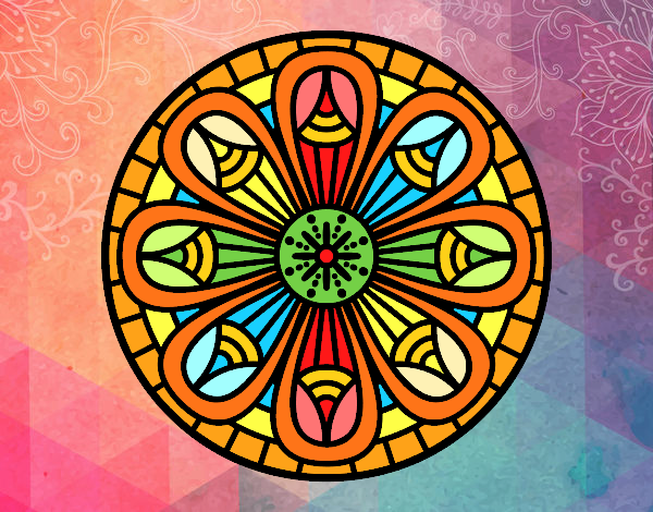 Dibujo Mandala lápices crecientes pintado por meibol