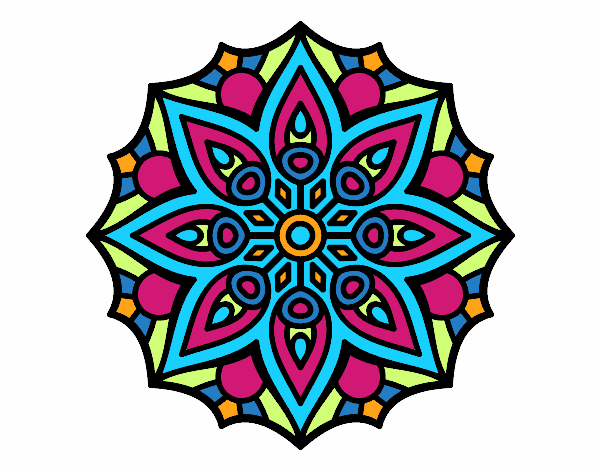 Dibujo Mandala simetría sencilla pintado por CLARITAMC