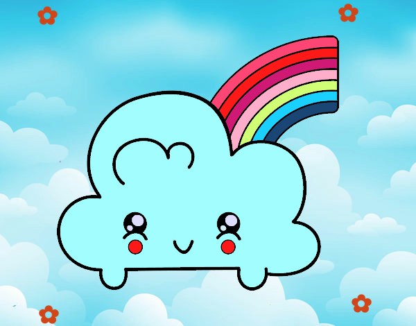 Dibujo de Nube con arco iris kawaii pintado por en Dibujos.net el día