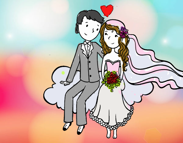 Dibujo Recién casados en una nube pintado por juanaespin