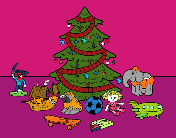 Dibujo Árbol de Navidad y juguetes pintado por BellaDulce