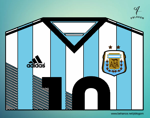 Dibujo Camiseta del mundial de fútbol 2014 de Argentina pintado por Jeri12