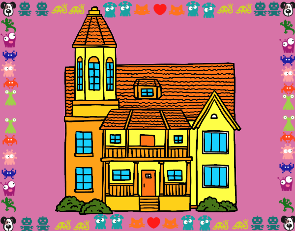 Dibujo Casa de dos pisos con torre pintado por BellaDulce
