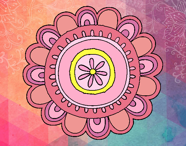 Dibujo Mandala alegre pintado por meibol