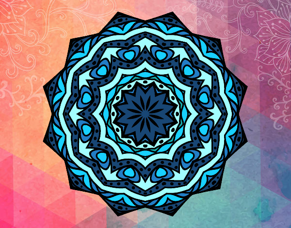 Dibujo Mandala con estratos pintado por meibol