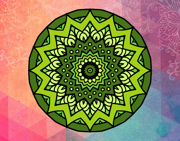 Dibujo Mandala creciente pintado por meibol