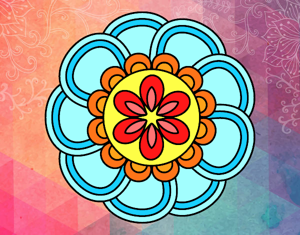 Dibujo Mandala de pétalos pintado por meibol