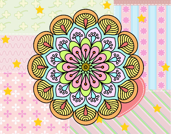 Dibujo Mandala flor y hojas pintado por brendazali