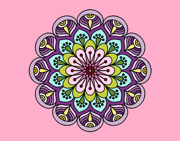 Dibujo Mandala flor y hojas pintado por masafico4