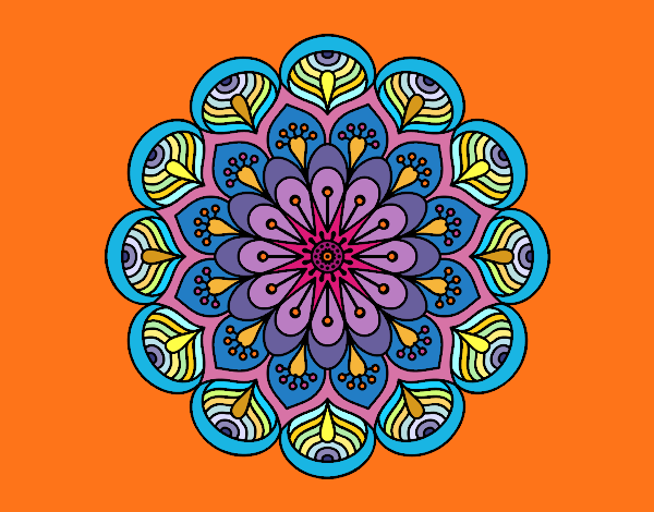Dibujo Mandala flor y hojas pintado por sandrasobi