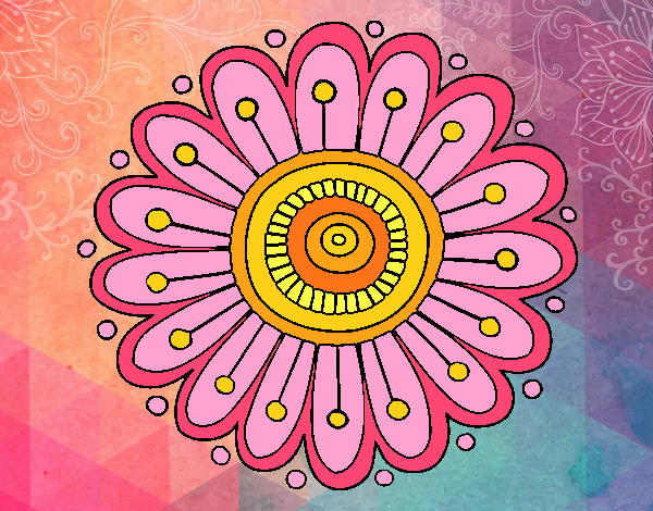 Dibujo Mandala margarita pintado por meibol