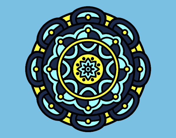 Dibujo Mandala para la relajación mental pintado por blanca