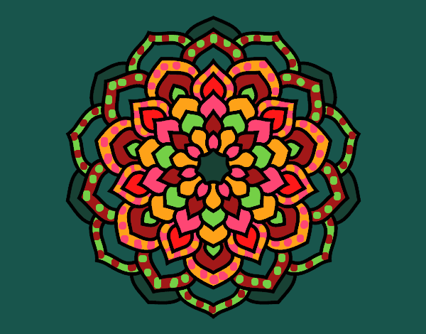 Dibujo Mandala pétalos de flor pintado por blanca