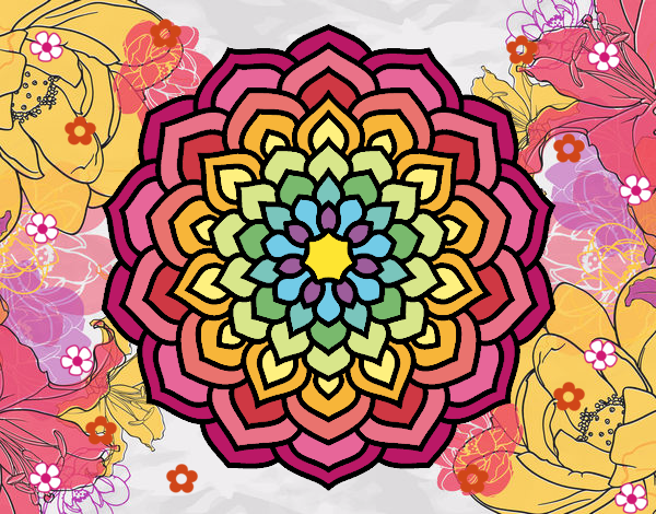 Dibujo Mandala pétalos de flor pintado por brendazali