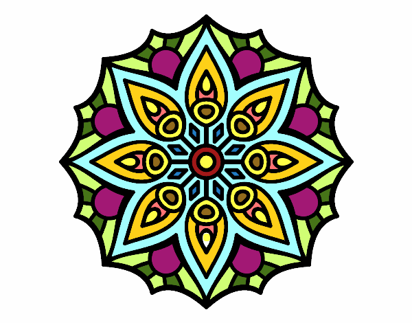Dibujo Mandala simetría sencilla pintado por masafico4