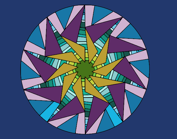 Dibujo Mandala sol triangular pintado por masafico4