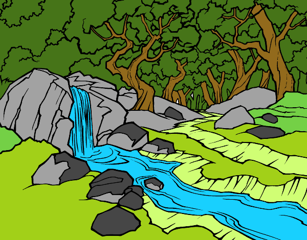 Dibujo Paisaje de bosque con un río pintado por BellaDulce
