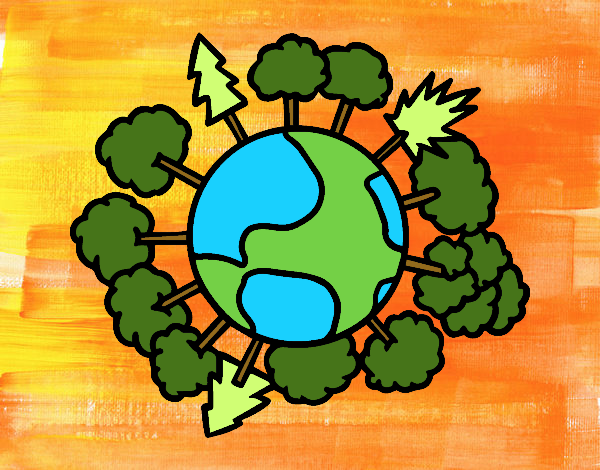Planeta tierra con árboles